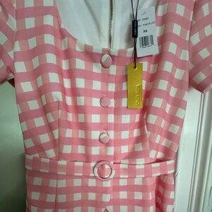 Alexia Admor  Pink and Cream Plaid Dress NWT